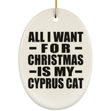 All I Want For Christmas Is My Cyprus Cat - Oval Ornament