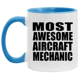 Most Awesome Aircraft Mechanic - 11oz Accent Mug Blue