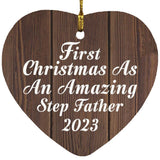 First Christmas As An Amazing Step Father 2023 - Heart Ornament D