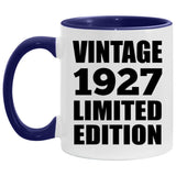 97th Birthday Vintage 1927 Limited Edition - 11oz Accent Mug Purple