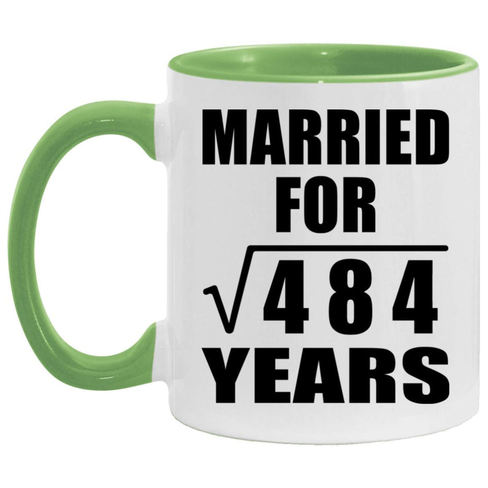 22nd Anniversary Married For Square Root of 484 Years - 11oz Accent Mug Green