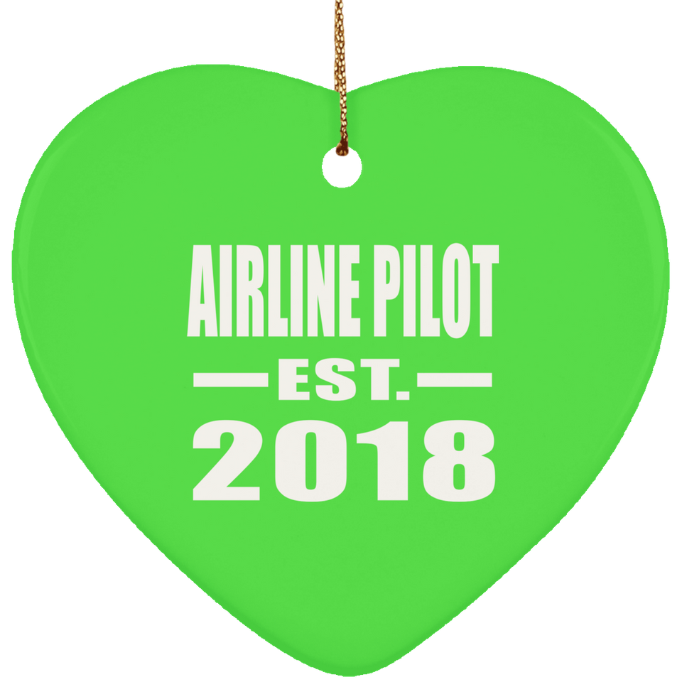 Airline Pilot Established EST. 2018 - Heart Ornament
