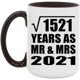 39th Anniversary Square Root of 1521 Years As Mr & Mrs 2021 - 15oz Accent Mug Black