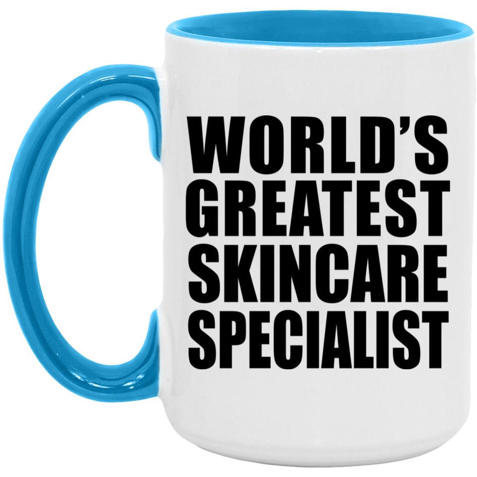 World's Greatest Skincare Specialist - 15oz Accent Mug Blue