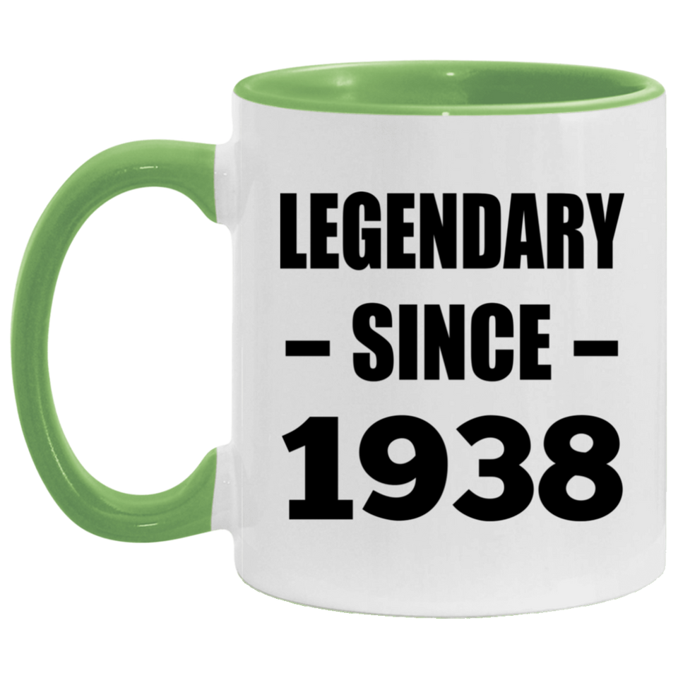 86th Birthday Legendary Since 1938 - 11oz Accent Mug Green