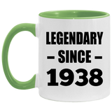 86th Birthday Legendary Since 1938 - 11oz Accent Mug Green