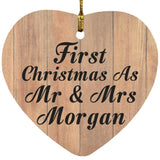 First Christmas As Mr & Mrs Morgan - Heart Ornament C