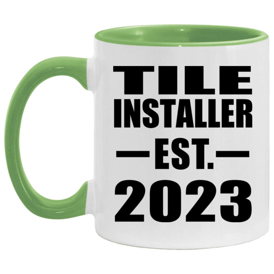 Tile Installer Established EST. 2023 - 11oz Accent Mug Green