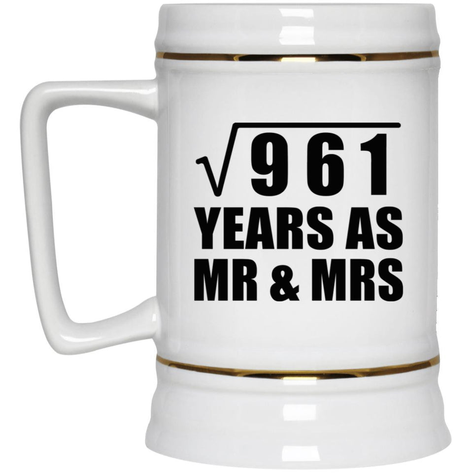 31st Anniversary Square Root of 961 Years As Mr & Mrs - Beer Stein