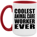 Coolest Animal Care Worker Ever - 15oz Accent Mug Red