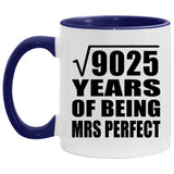 95th Anniversary Square Root Of 9025 Years Of Mrs Perfect - 11oz Accent Mug Purple