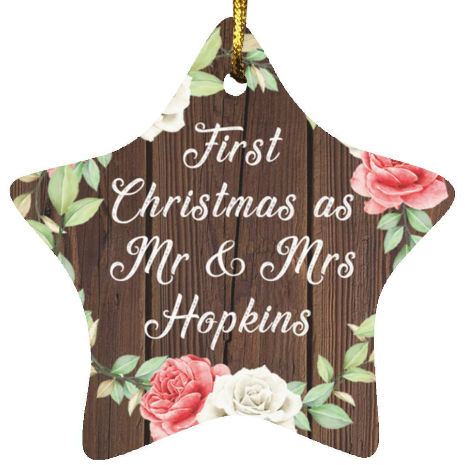 First Christmas As Mr & Mrs Hopkins - Star Ornament A