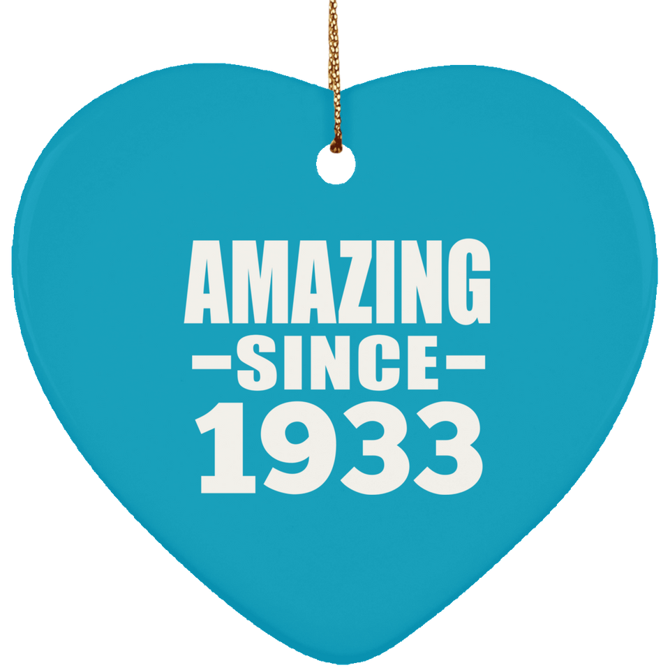 91st Birthday Amazing Since 1933 - Heart Ornament