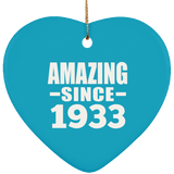 91st Birthday Amazing Since 1933 - Heart Ornament