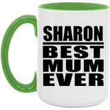 Sharon Best Mum Ever - 15oz Accent Mug Green