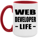Web Developer Life - 15oz Accent Mug Red