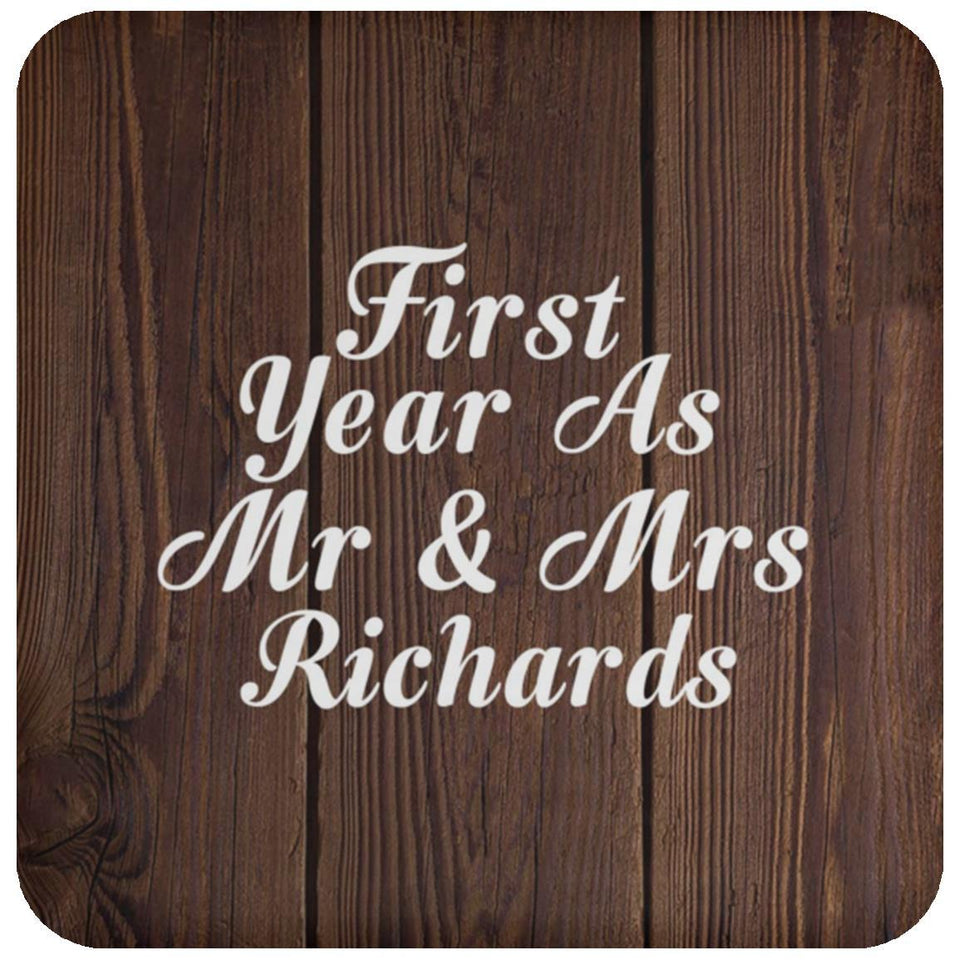 First Year As Mr & Mrs Richards - Drink Coaster D