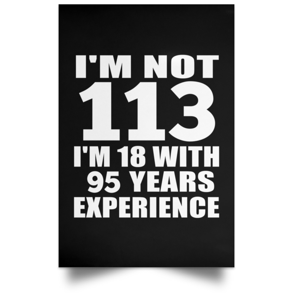 113th Birthday I'm Not 113 I'm 18 With 95 Years Experience - Poster Portrait