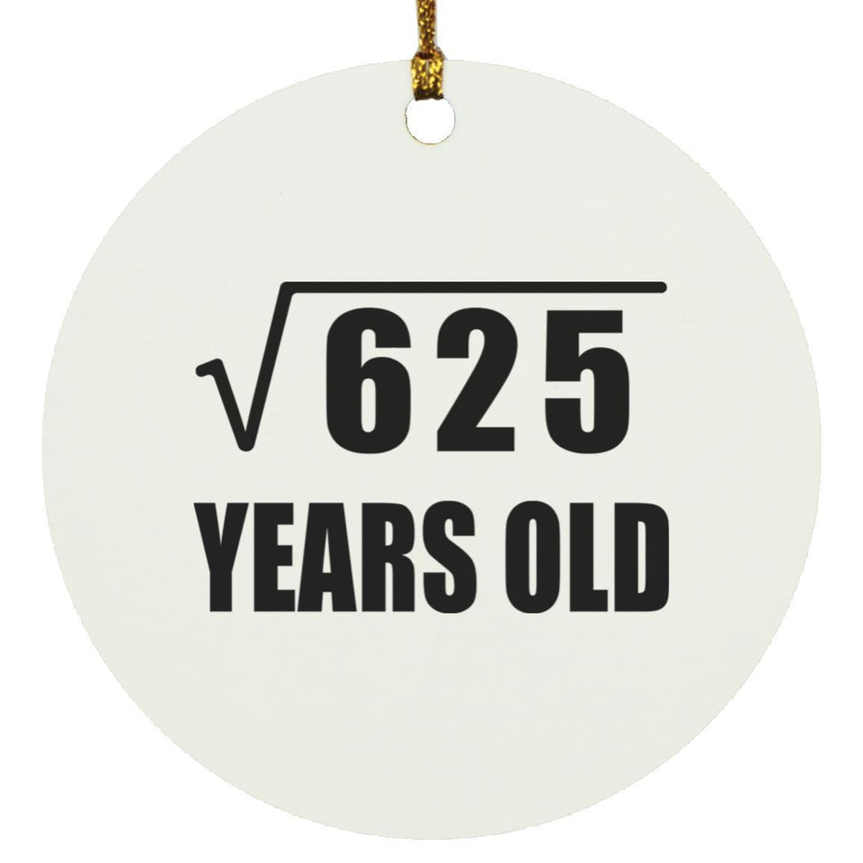 25th Birthday Square Root of 625 Years Old - Circle Ornament