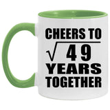 7th Anniversary Cheers To Square Root of 49 Years Together - 11oz Accent Mug Green