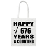 Happy 26th Anniversary Square Root of 676 Years & Counting - Tote Bag White