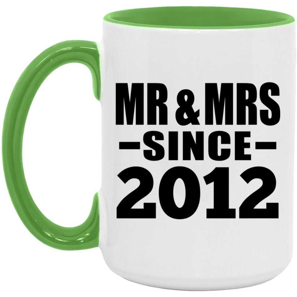 12th Anniversary Mr & Mrs Since 2012 - 15oz Accent Mug Green