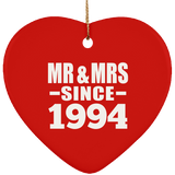 30th Anniversary Mr & Mrs Since 1994 - Heart Ornament