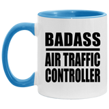 Badass Air Traffic Controller - 11oz Accent Mug Blue