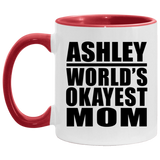 Ashley World's Okayest Mom - 11oz Accent Mug Red