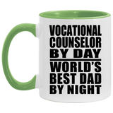Vocational Counselor By Day World's Best Dad By Night - 11oz Accent Mug Green