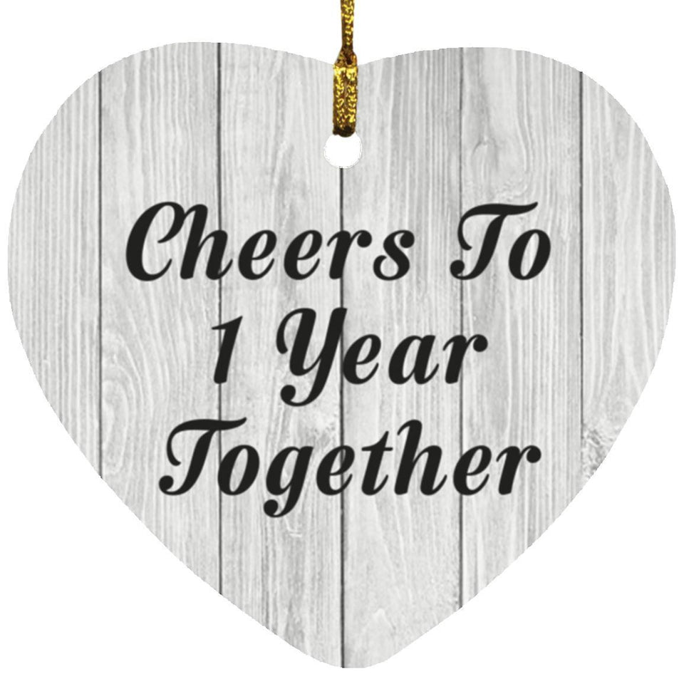 1st Anniversary Cheers To 1 Year Together - Heart Ornament F