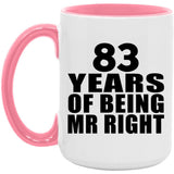 83rd Anniversary 83 Years Of Being Mr Right - 15oz Accent Mug Pink