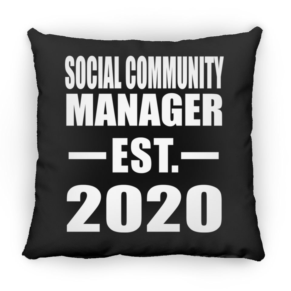 Social Community Manager Established EST. 2020 - Throw Pillow Black