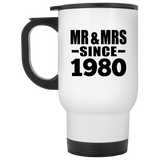 44th Anniversary Mr & Mrs Since 1980 - White Travel Mug