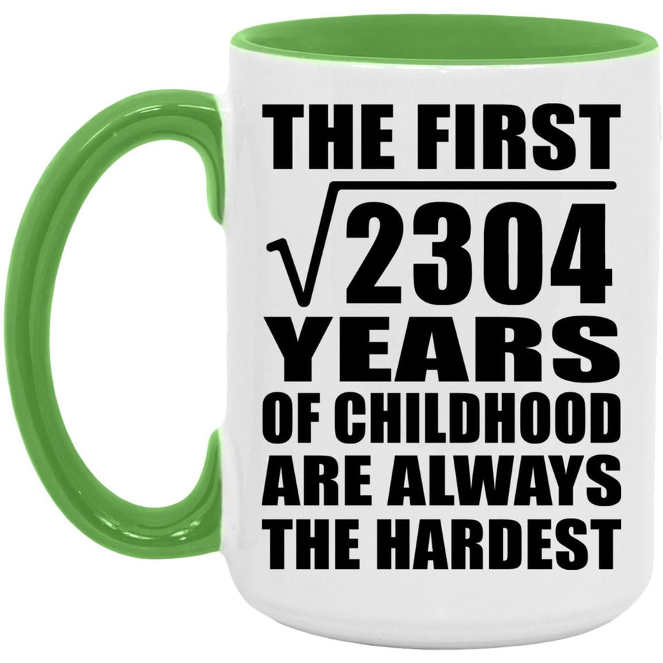 48th Birthday Square Root of 2304 Years of Childhood - 15oz Accent Mug Green