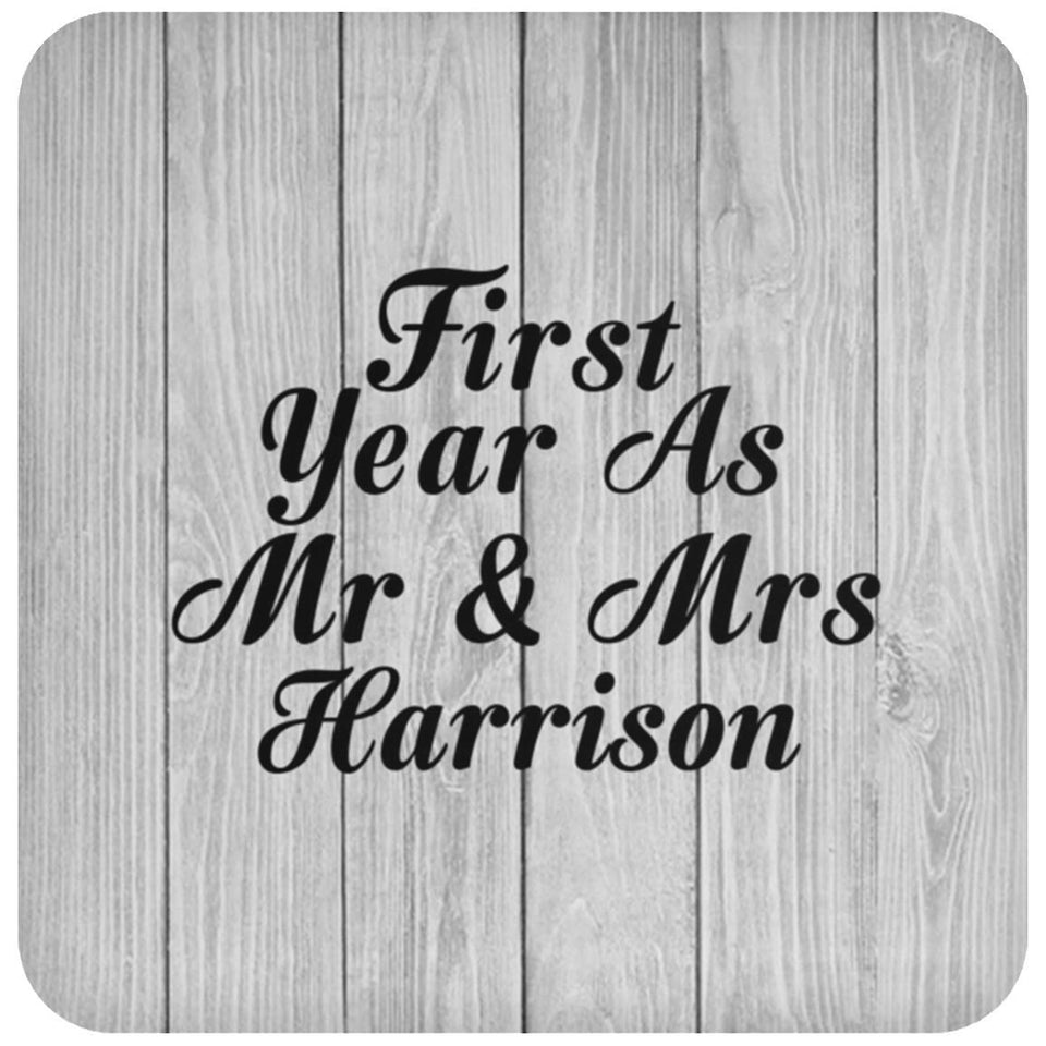 First Year As Mr & Mrs Harrison - Drink Coaster F