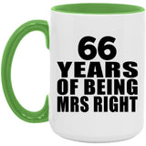 66th Anniversary 66 Years Of Being Mrs Right - 15oz Accent Mug Green