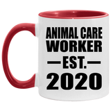 Animal Care Worker Established EST. 2020 - 11oz Accent Mug Red