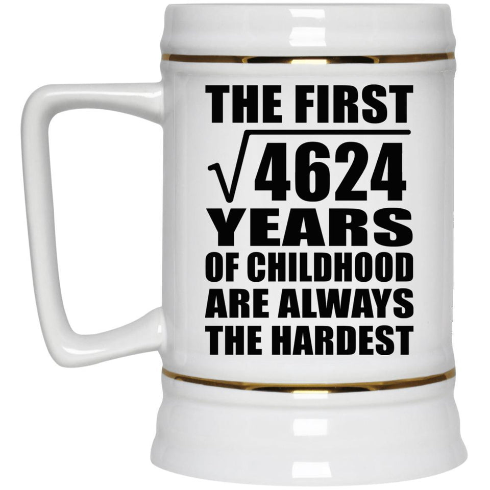 68th Birthday Square Root of 4624 Years of Childhood - Beer Stein