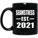 Seamstress Established EST. 2021 - 11oz Coffee Mug Black