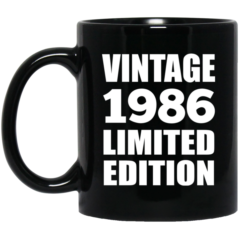 38th Birthday Vintage 1986 Limited Edition - 11oz Coffee Mug Black