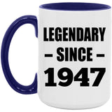 77th Birthday Legendary Since 1947 - 15oz Accent Mug Purple