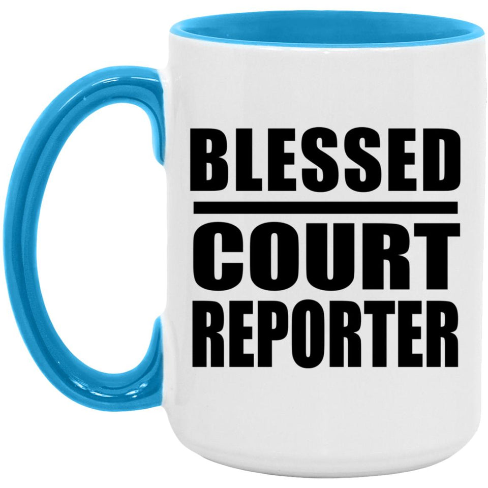 Blessed Court Reporter - 15oz Accent Mug Blue