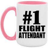 Number One #1 Flight Attendant - 15oz Accent Mug Pink