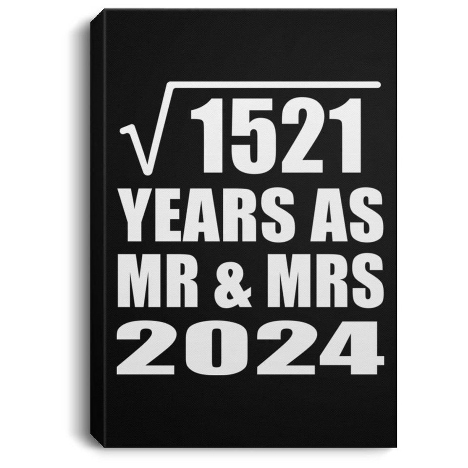 39th Anniversary Square Root of 1521 Years As Mr & Mrs 2024 - Canvas Portrait