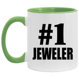 Number One #1 Jeweler - 11oz Accent Mug Green