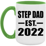 Step Dad Established EST. 2022 - 15oz Accent Mug Green