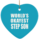 World's Okayest Step Son - Heart Ornament