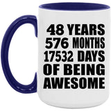 48th Birthday 48 Years 576 Months 17532 Days Of Awesome - 15oz Accent Mug Purple