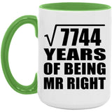 88th Anniversary Square Root of 7744 Years of Being Mr Right - 15oz Accent Mug Green